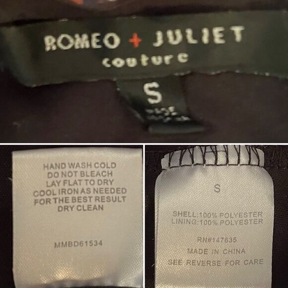 Romeo & Juliet Couture Peasant Sleeve Abstract Dot Print Maxi Dress Navy S - Picture 11 of 12